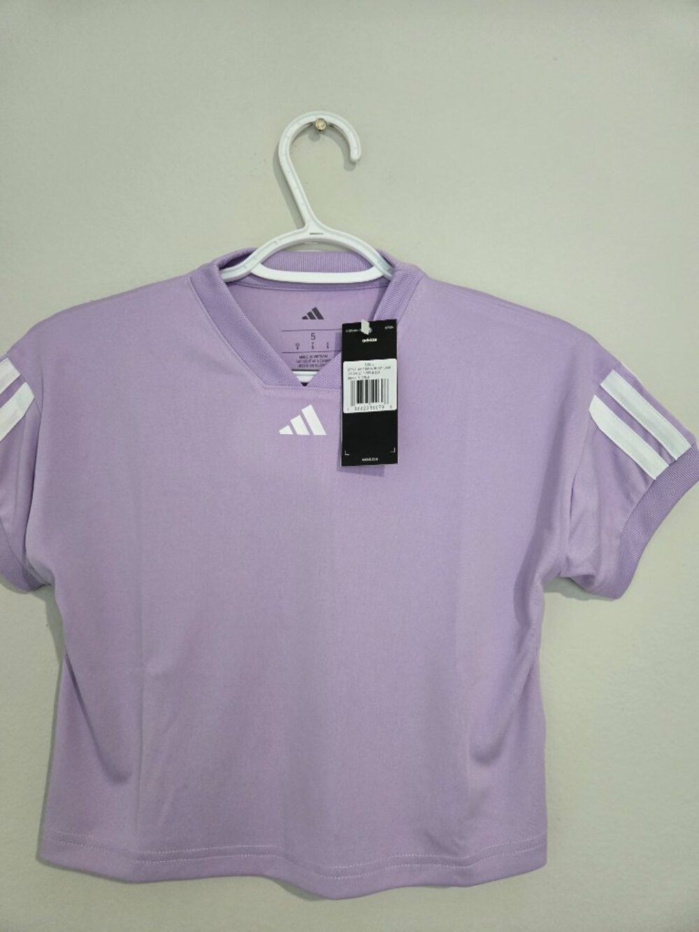 Adidas Kids Girls Cropped T-Shirt Lilac Purple Sizes 7/8 and 5 Jersey Top